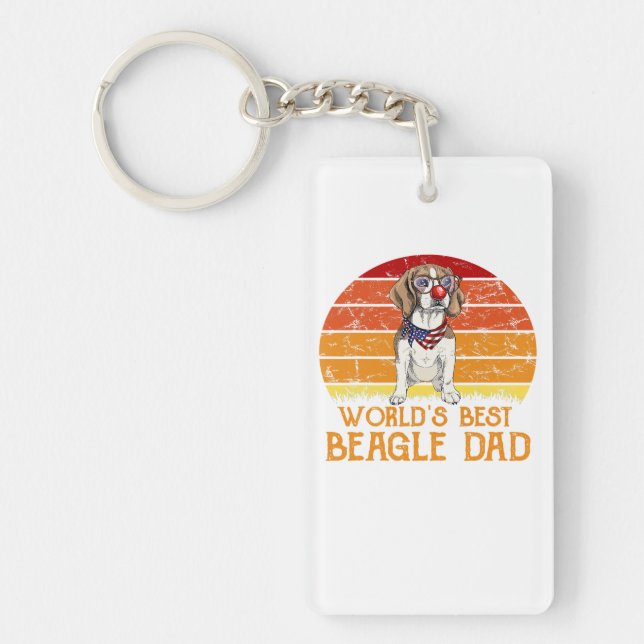 Worlds Best Beagle Dad  Beagle Lover Keychain (Front)