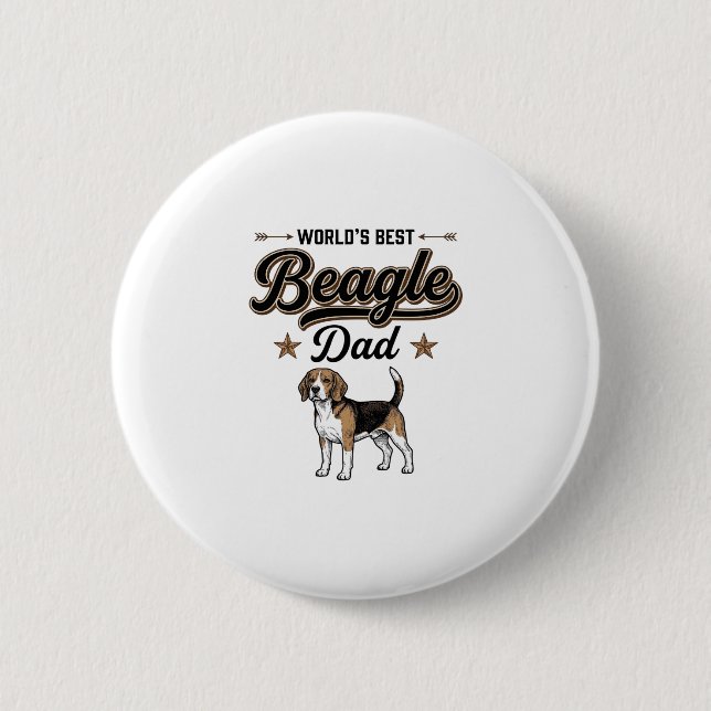 Worlds Best Beagle Dad Vintage Dog Button (Front)