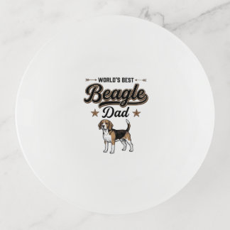 Worlds Best Beagle Dad Vintage Dog Trinket Tray