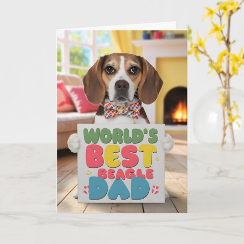 Worlds Best Beagle Dog Dad Fathers Day  Card