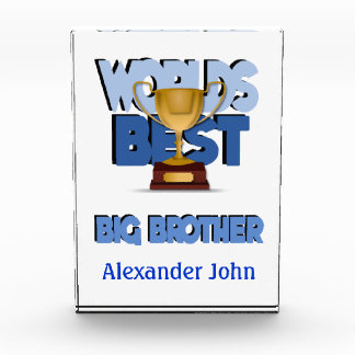 Worlds Best Big Brother Blue Personalized Acrylic Award