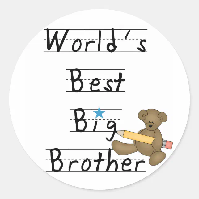 World's Best Big Brother Tshirts and Gifts Classic Round Sticker | Zazzle