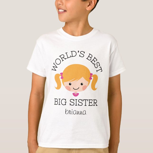 Worlds best big sister blond hair personalized T-Shirt (Front)