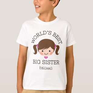 Worlds best big sister brown hair personalized T-Shirt