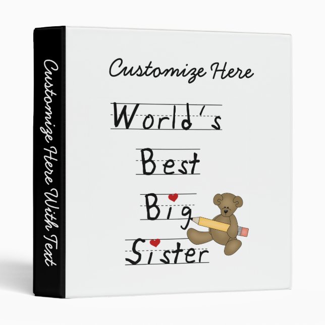 World's Best Big Sister Gifts 3 Ring Binder (Front/Spine)