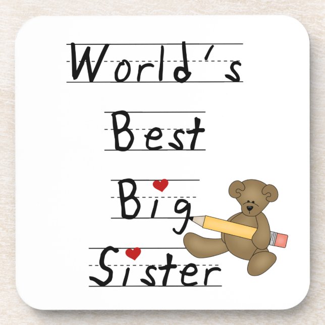 World's Best Big Sister Gifts Beverage Coaster (Front)