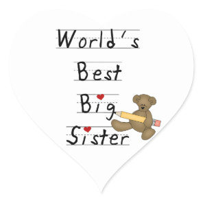 World's Best Big Sister Gifts Heart Sticker