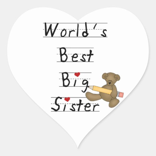 Worlds Best Big Sister Gifts Heart Sticker