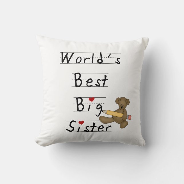 World's Best Big Sister Gifts Throw Pillow (Front)