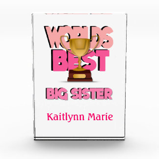 Worlds Best Big Sister Pink Personalized Award