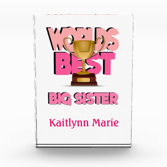 Worlds Best Big Sister Pink Personalized Award
