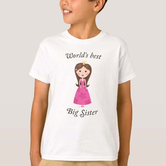 Worlds best big sister with cartoon princess girl T-Shirt