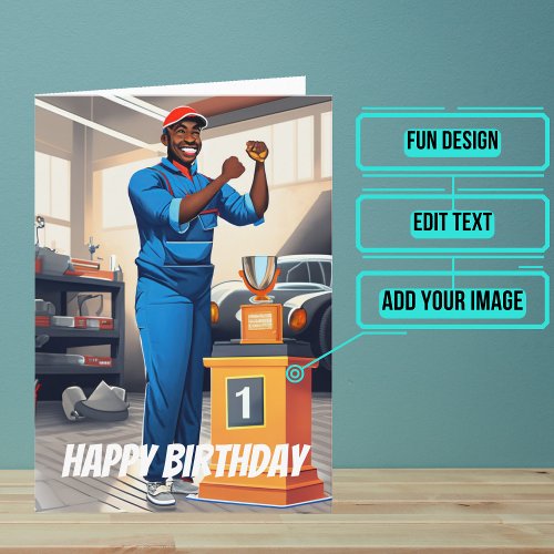 Worlds Best Black Mechanic Birthday Card