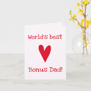 World's Best Bonus Dad! Red Heart Father's Day Card