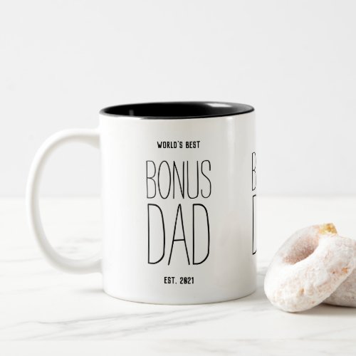 Worlds Best Bonus Dad Text Two_Tone Coffee Mug