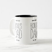World's Best Bonus Dad Text Two-Tone Coffee Mug (Front Left)