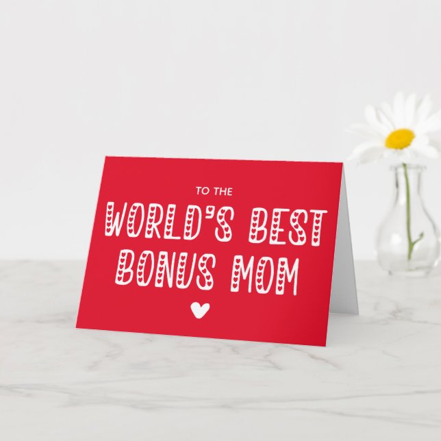 World's Best Bonus Mom! Cute Mother's Day Card (Small Plant)