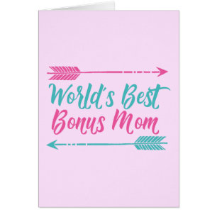 World's Best Bonus Mom Happy Mother's Day Pink Cards