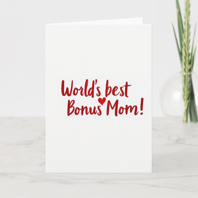 Worlds Best Bonus Mom Red Script Card (Front)