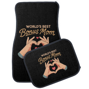 World's Best Bonus Mom Stepmom Heart Hands Gift Car Floor Mat