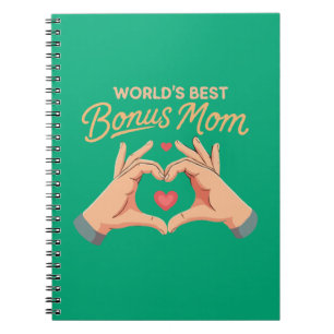 World's Best Bonus Mom Stepmom   Heart Hands Gift Notebook