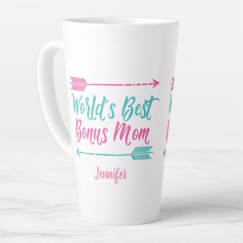 Worlds Best Bonus Mom Stepmom Pink Mothers Day Latte Mug