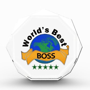 World's Best Boss Acrylic Award by occupationalgifts at Zazzle