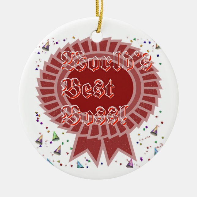 Worlds Best Boss Award Ceramic Ornament (Front)