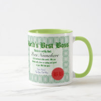 World's Best Boss Certicate Award Mug