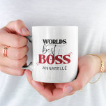 Worlds Best Boss Coffee Mug<br><div class="desc">Worlds Best Boss coffee mug,  featuring a hint of red and easy to customize. The perfect secret santa gift or stocking filler this christmas!</div>