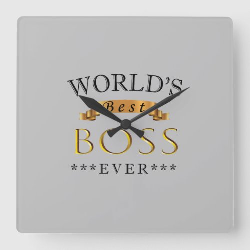 Worlds best boss ever square wall clock