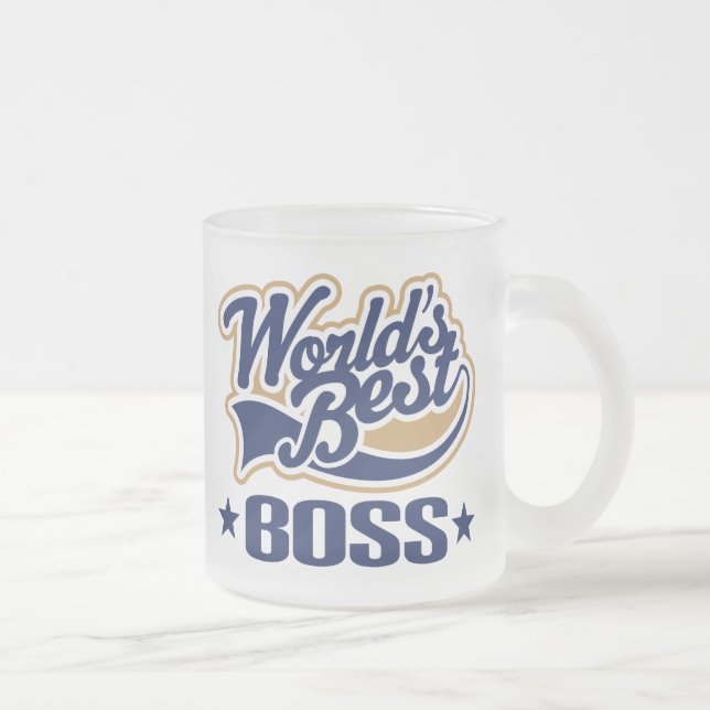 Worlds Best Boss Frosted Glass Coffee Mug (Right)