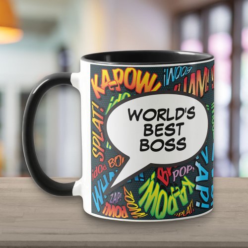 Worlds Best Boss Fun Retro Comic Book Pop Art Mug