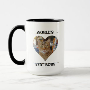 World's Best Boss   Funny Cat Picture and Name Mug