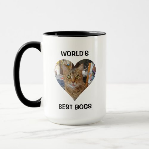 Worlds Best Boss  Funny Cat Picture and Name Mug
