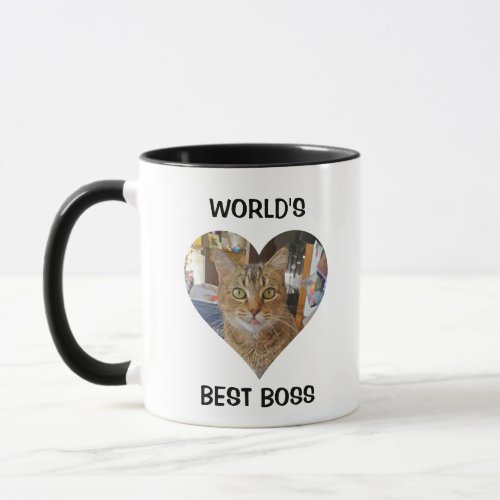 Worlds Best Boss  Funny Cat Picture and Name Mug