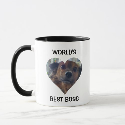 Worlds Best Boss  Funny Dog Picture and Name Mug