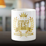World's Best Boss Gold 5 Star Coffee Mug<br><div class="desc">Personalize for the world's best boss to create a unique gift for them. Designed by Thisisnotme©</div>