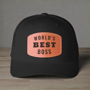 World's Best Boss Leather Patch Hat