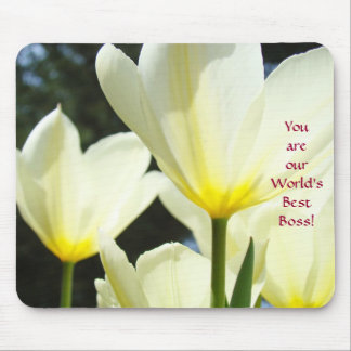 World's Best Boss! mousepad Yellow Tulips