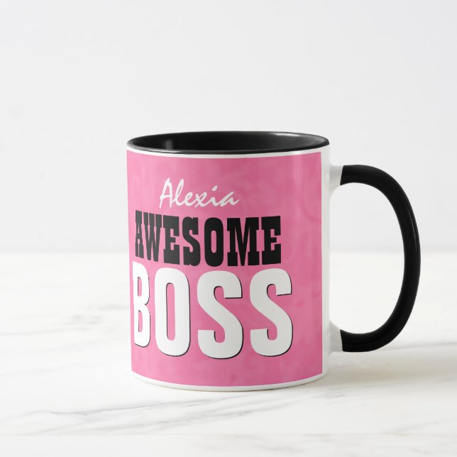 World's Best BOSS Pink Grunge V31 Mug (Right)