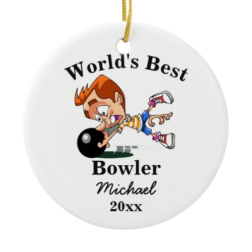 World's Best Bowler Ceramic Ornament