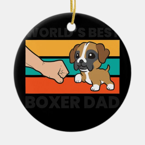 Worlds Best Boxer Dad Funny Boxer Papa  Ceramic Ornament