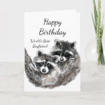 World's Best Boyfriend  Birthday Raccoon Animals Card<br><div class="desc">World's Best Boyfriend  Birthday Cute Watercolor Raccoon Animals</div>