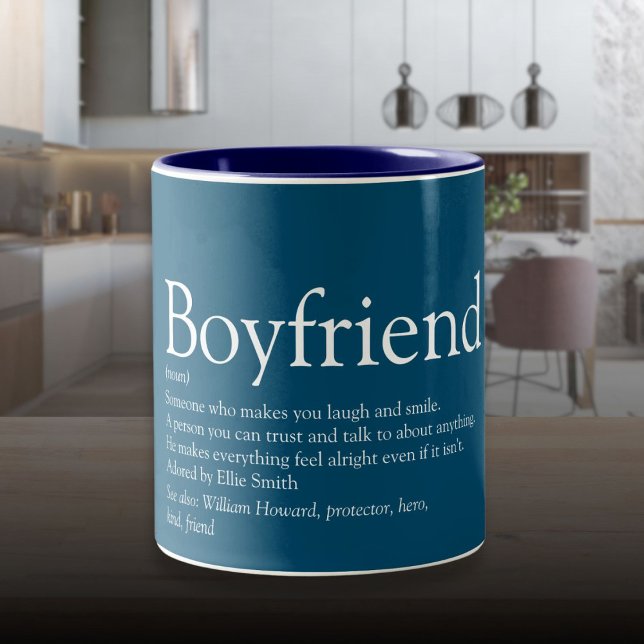 World's Best Boyfriend Ever Definition Blue Two-Tone Coffee Mug (World's Best Boyfriend Ever Definition Blue Two-Tone Coffee Mug)