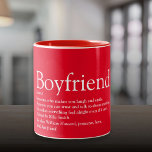 World's Best Boyfriend Ever Definition Red Two-Tone Coffee Mug<br><div class="desc">Personalize for the world's best boyfriend ever to create a unique gift. A perfect way to show him how amazing he is every day. You can even customize the background to their favourite color. Designed by Thisisnotme©</div>