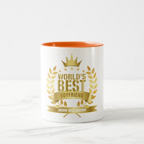 Worlds Best Boyfriend Fun Gold Two_Tone Coffee Mug
