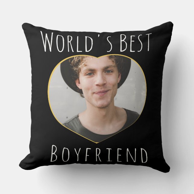  World's Best Boyfriend Throw Pillow (Front)