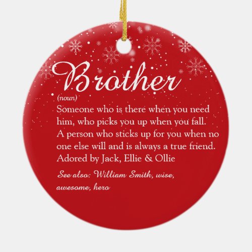 Worlds Best Brother Definition Photo Christmas Ceramic Ornament