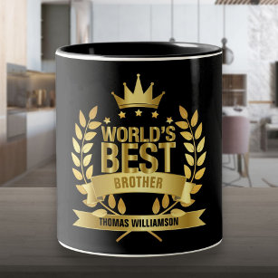 World's Best Brother Fun Black and Gold Two-Tone Coffee Mug